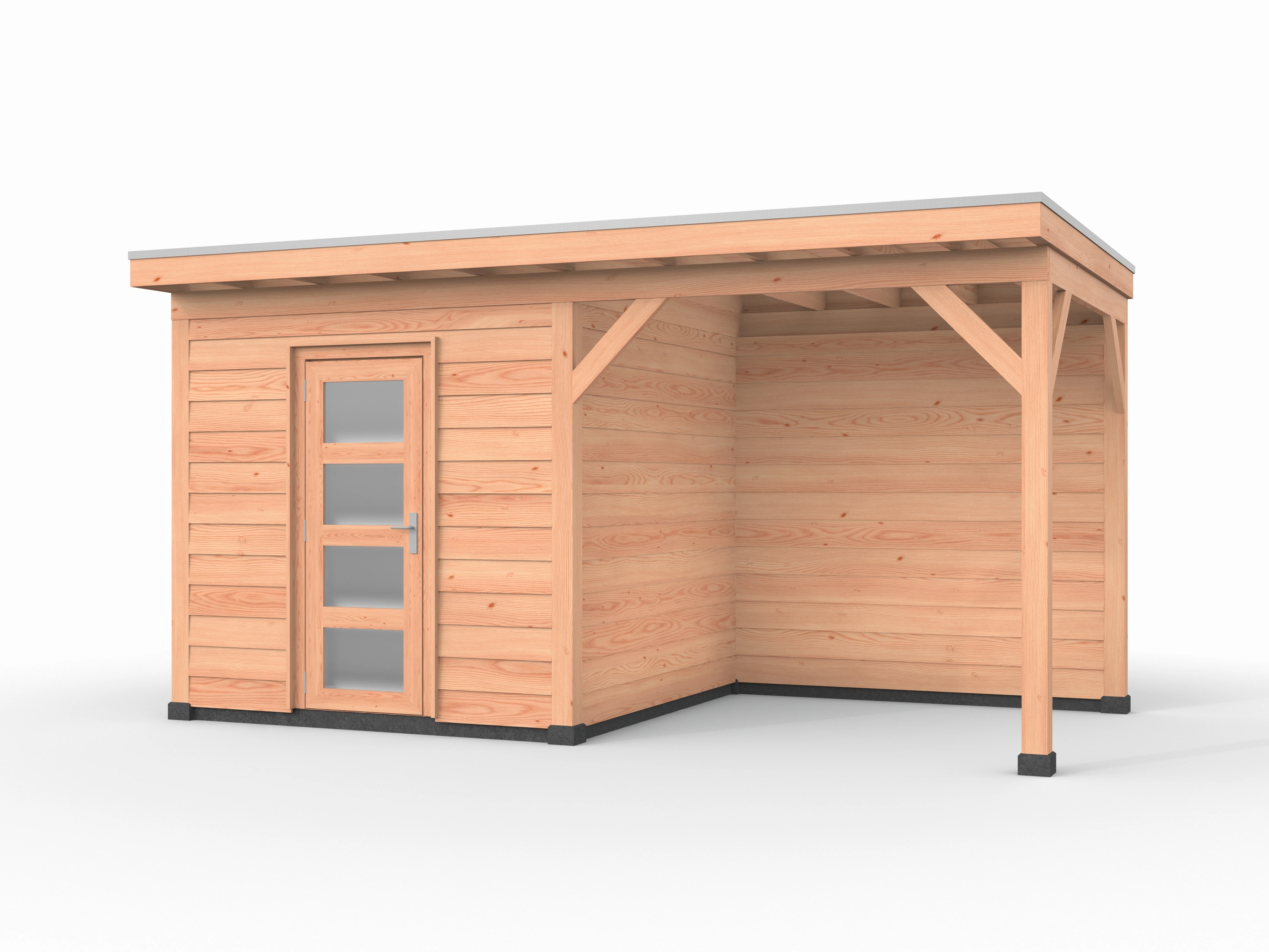 Douglas overkapping, 500 x 250, met schuur en achterwand, Westwood Comfort - Afbeelding 1